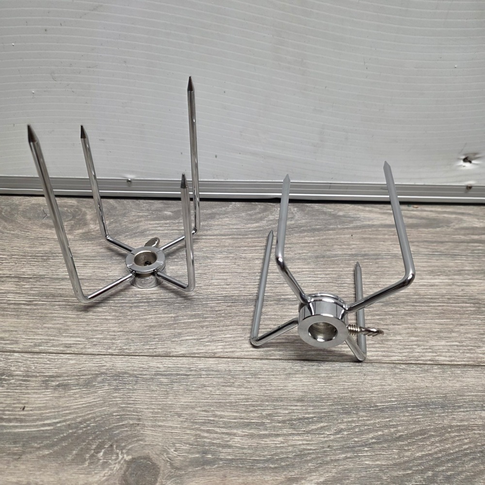 Nexgrill Universal Rotisserie Forks Set of 2 Chrome Steel Meat Spikes